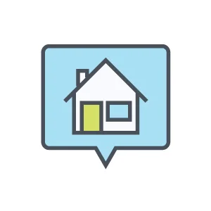 line icon location marker with illustrated house icon