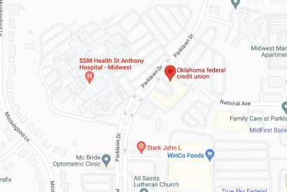 google map screenshot of midwest city branch