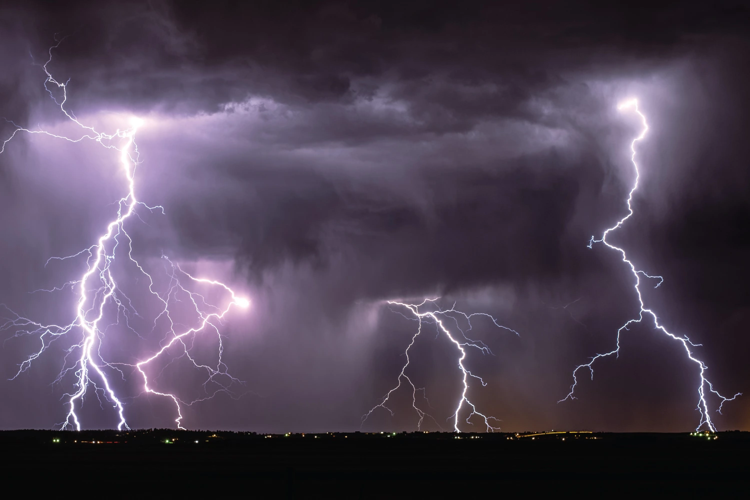 severe storm with lots of lightning